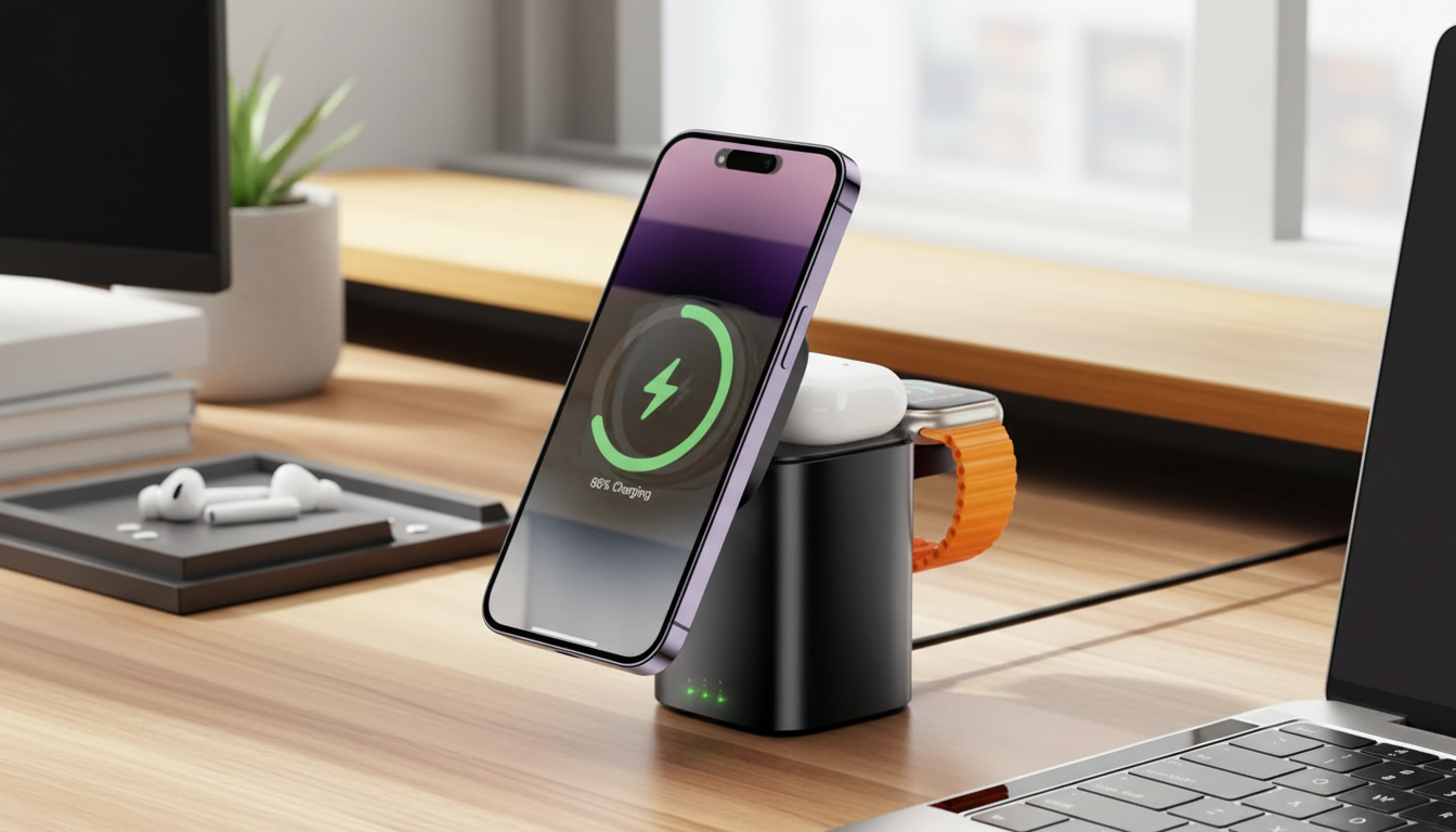 15W 3-in-1 Wireless Charging Stand for iPhone, Watch