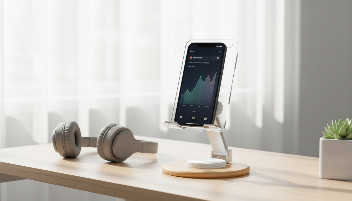 360° Rotating Wooden iPhone Stand: Desk, Bedside, Kitchen