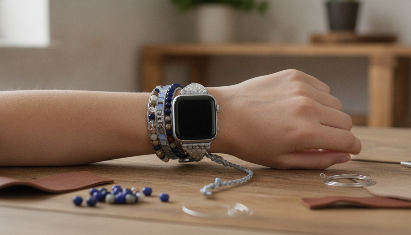 Beaded Apple Watch Band: Natural Stones + Leather Fit Guide