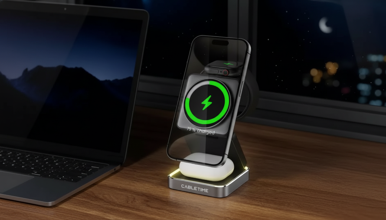 Foldable 3-in-1 Magnetic Charger Stand for Apple Devices