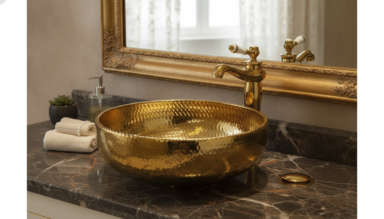 Golden Ceramic Round Sink: Faucet, Drain & Care Tips