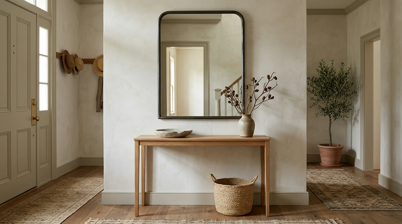 Antique Arched Metal Mirror for Entryways & Hallways
